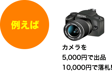 例えばカメラを5000円で出品　10000円で落札！